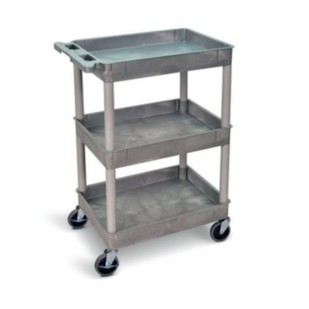 Heavy duty three tier plastic trolley - grey