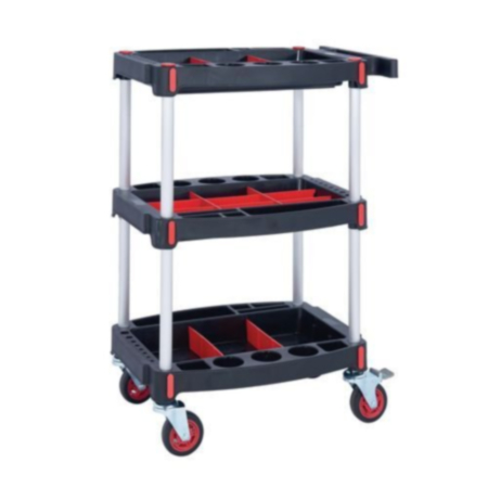 Lightweight plastic tool tray trolley