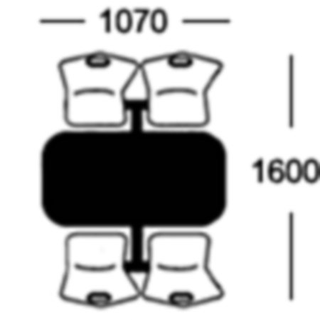 Epsom Upholstered 4 Seater Fast Food Unit With Both Sides Accessible 