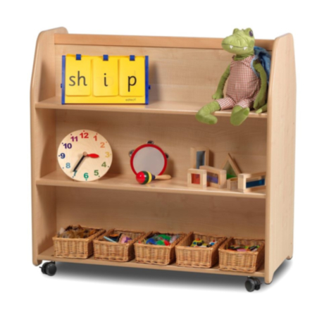 Millhouse Maple Melamine Large Double-Sided Trolley with Lockable Castors
