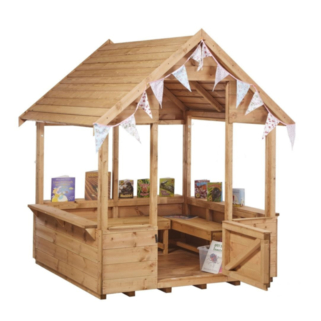 Early Years Wooden Outdoor Playground Classroom Reading Room with Three Movable Benches
