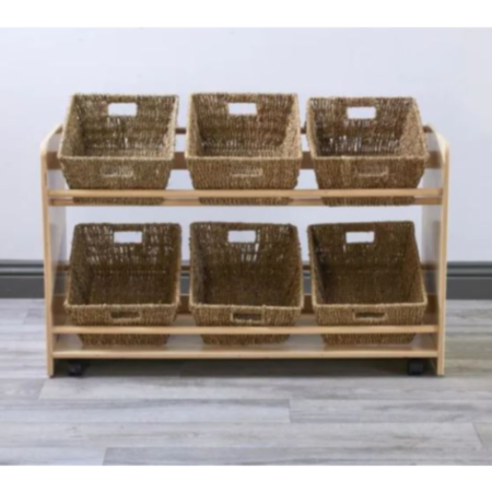 Wooden Rookie Open Mobile Basket Shelf Storage Unit
