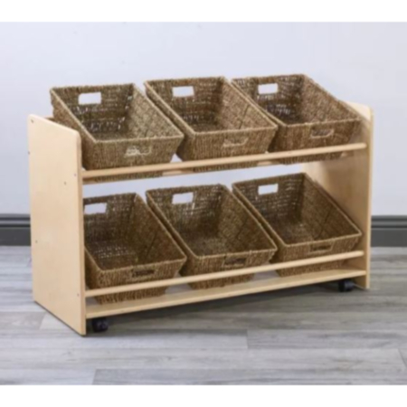 Wooden Rookie Open Mobile Basket Shelf Storage Unit