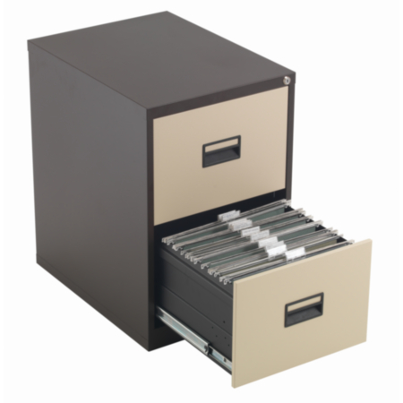 Steel 2 Drawer Lockable Filing Cabinet - Coffee Cream
