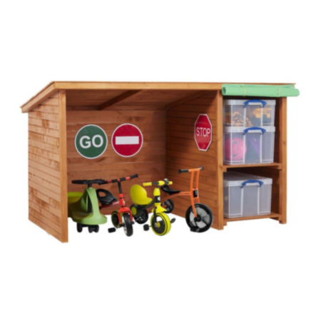 Early Years Wooden Outdoor Bike Shed with Storage