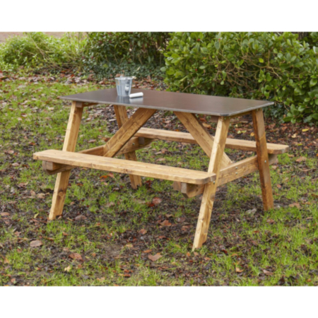 Cosy Chalkboard Write on Outdoor Wooden Picnic Table