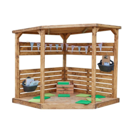 Early Years Wooden Stage Play Corner with Roof