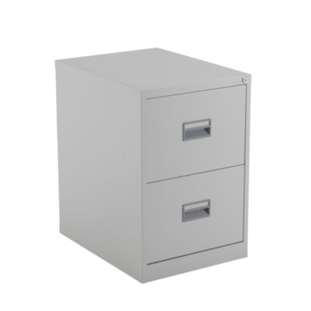 Steel 2 Drawer Lockable Filing Cabinet - Grey