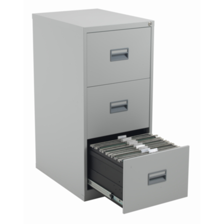 Steel 3 Drawer Lockable Filing Cabinet - Grey