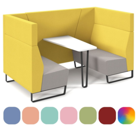 Encore Open High Back 4 Person Meeting Pod with Table - Metal or Wooden Frame