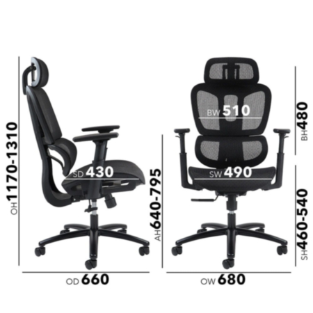 Zala Mesh Back Operator Office Chair with Headrest and Mesh Seat - Black