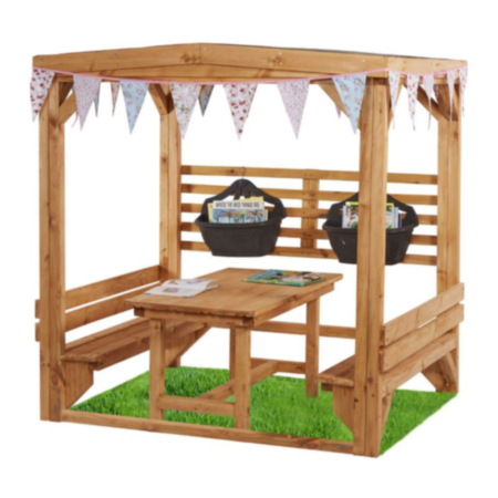 School Junior Playground Wooden Outdoor Chatty Shelter with Table and Benches