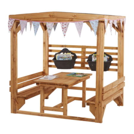 School Infants Playground Wooden Outdoor Chatty Shelter with Table and Benches