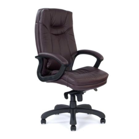 Hudson High Back Leather Faced Executive Armchair With Contrasting Stitching -Burgundy