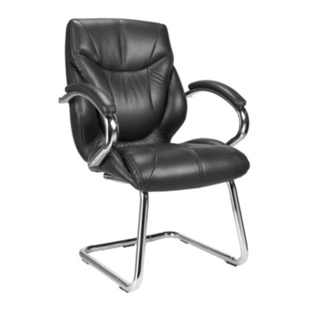 Sandown High Back Leather Faced Executive Visitor Armchair - Black