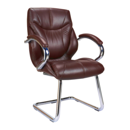Sandown High Back Leather Faced Executive Visitor Armchair - Brown