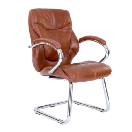 Sandown High Back Leather Faced Executive Visitor Armchair - Tan