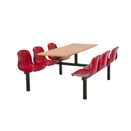 Harvey Polypropylene Indoor 6 Seater Fast Food Seating Unit- Accessible from Both Sides
