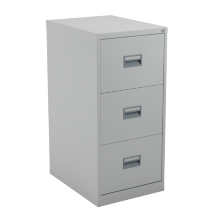 Steel 3 Drawer Lockable Filing Cabinet - Grey