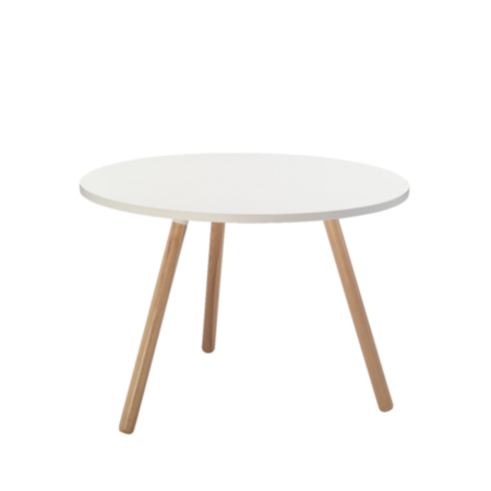 Large Tripod Cafe and Bistro Table with Wooden Legs and White Top