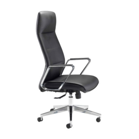 Pallas Black Leather Executive Chair With Chrome Arms