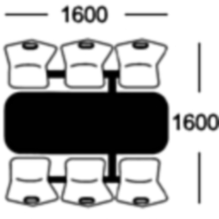 Create Polypropylene 6 Seater Fast Food Dining Unit with 2 Sides Accessible 