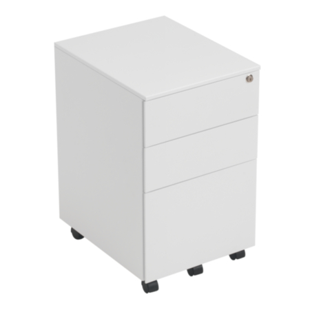 3 Drawer Under Desk Steel Pedestal - White