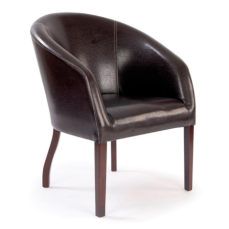 Metro Brown Leather Effect Reception Armchair