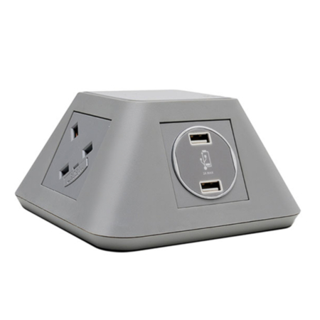 Inca On-Surface Power Module with Fast Charging USB - Grey - UK Sockets