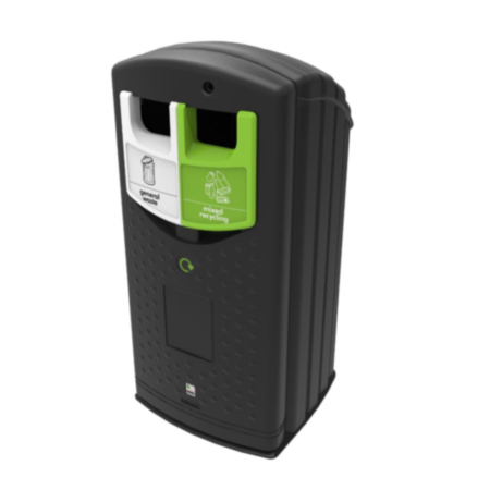 Outdoor Envirobank Split 180 Recycling Bin for Public Spaces