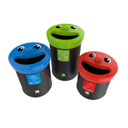 Outdoor Recycled Plastic Red Novelty Face Bin - 52L