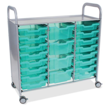 Callero Shield Antimicrobial Medical Trolley with 16 Shallow and 4 Deep Trays