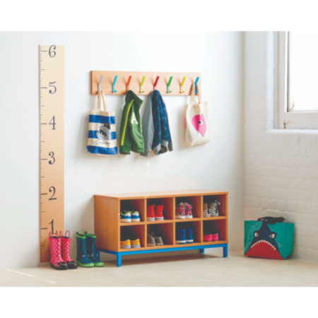 Maple Cloakroom Bench with 8 Open Compartments