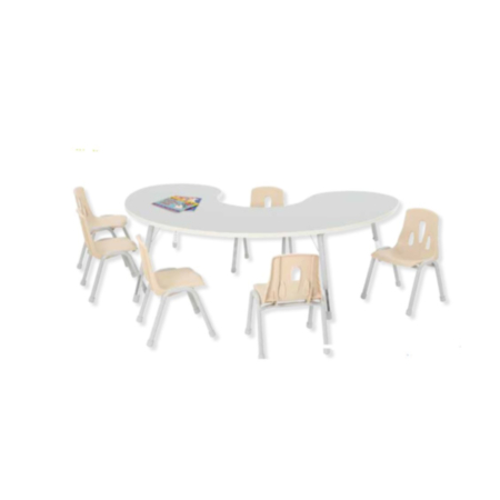  Thrifty Grey Horseshoe Height Adjustable Group Work Classroom Table - 6 Seater