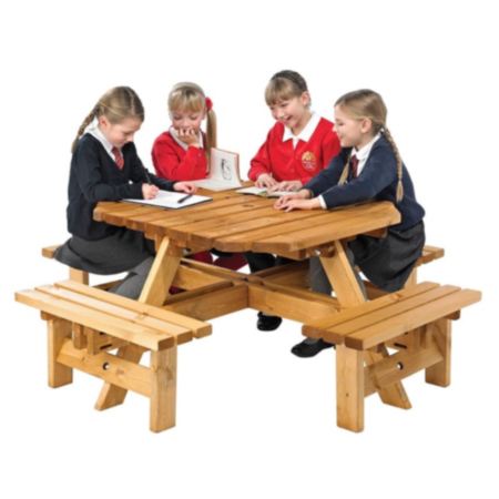 Outdoor Octagonal Wooden Chidren&#039;s Picnic Bench - 8 Seater