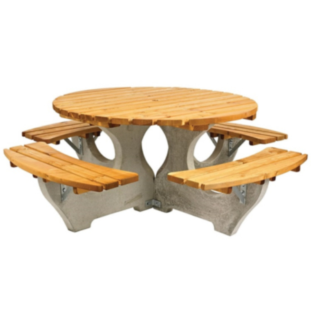 Heavy Duty Wooden and Concrete Outdoor Picnic Bench - 8 Seater