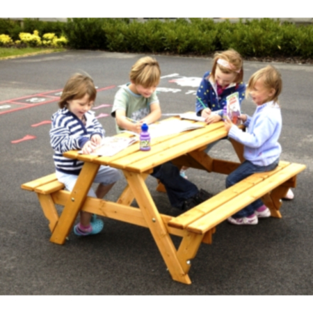 Outdoor Wooden Nursery Picnic Bench - 6 Seater 