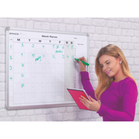 Wall Mounted Magnetic Whiteboard - Monthly Planner 