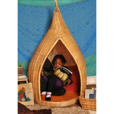 Indoor Wicker Reading Pod with Cushion