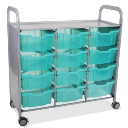 Callero Shield Antimicrobial Medical Trolley with 12 Deep Trays