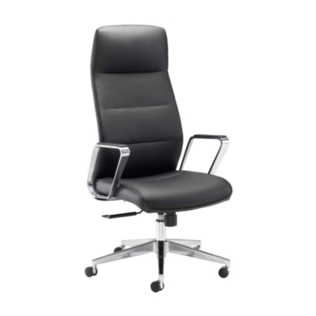 Pallas Black Leather Executive Chair With Chrome Arms