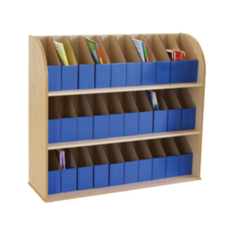 3 Shelf Maple Classroom Bookcase with 30 A4 Storage Library Boxes - Bundle Deal