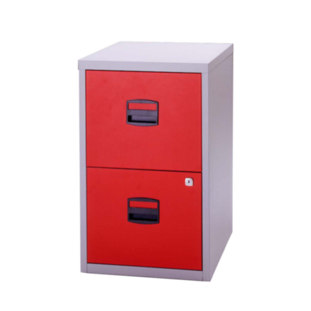 Bisley A4 Mobile 2 Deep Drawer Filer - Grey Red