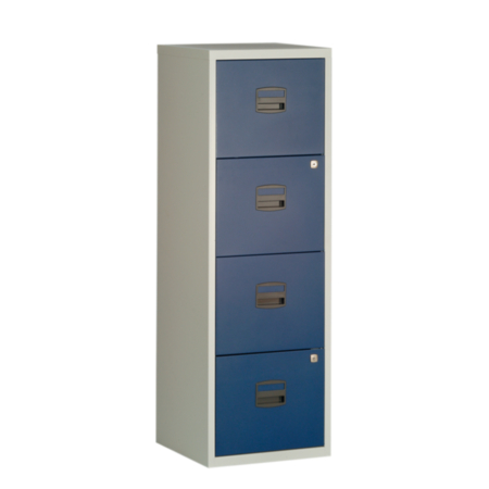 Bisley A4 Home Office 4 Drawer Filer - Grey Blue