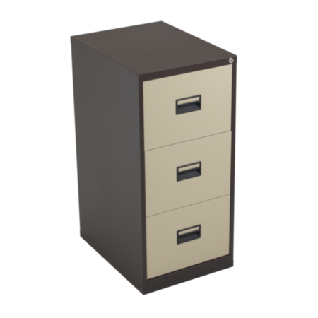 Steel 3 Drawer Lockable  Filing Cabinet - Coffee Cream