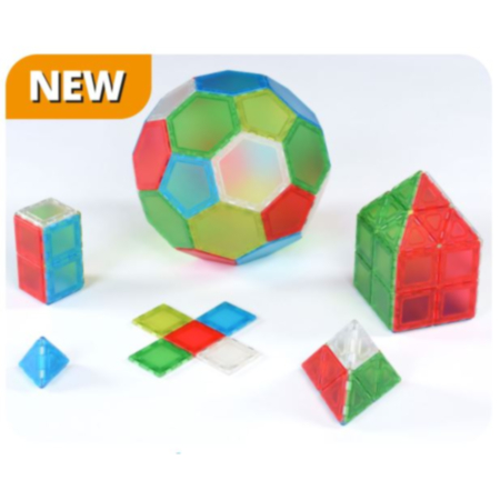Translucent Solid Magnetic Polydron Essential Shapes Set