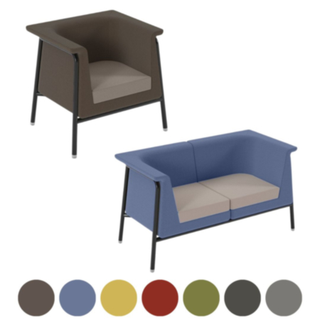 Addison Office Sofa with Black Metal Frame and Legs - Made To Order