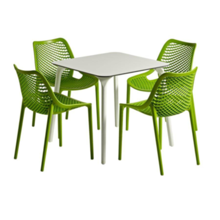 Air Easy Clean Polypropylene Side Chair and Square Table Dining Set