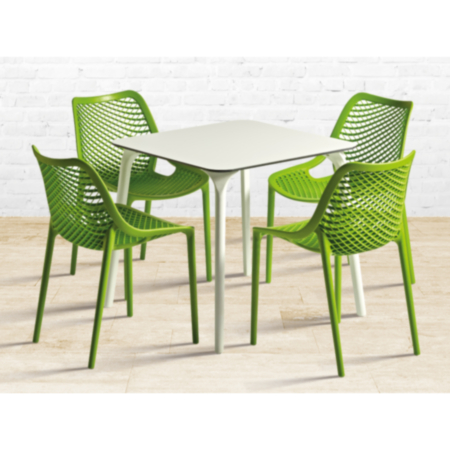Air Easy Clean Polypropylene Side Chair and Square Table Dining Set