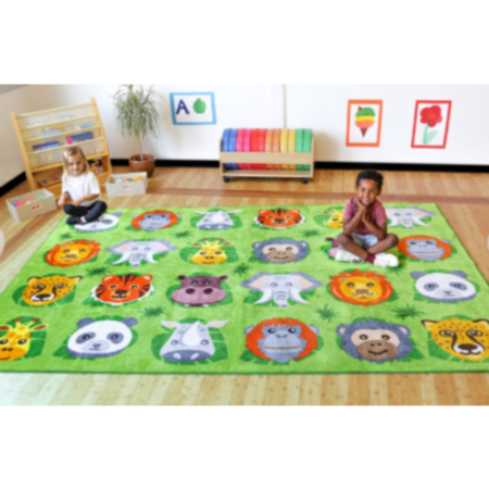 Classroom Rectangular Zoo Animals Placement Carpet